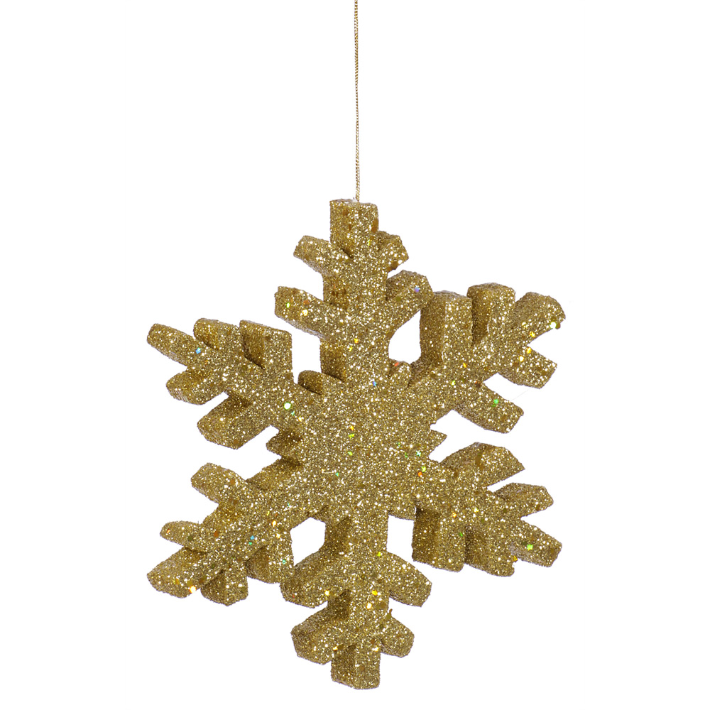 L134508 12 in. Gold Outdoor Glitter Snowflake