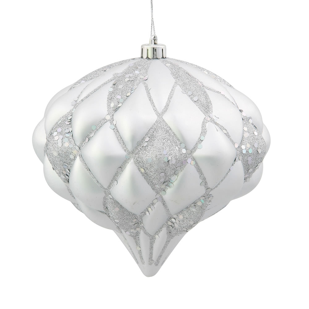 5.7 in. Silver Matte Glitter Diamond Ornament