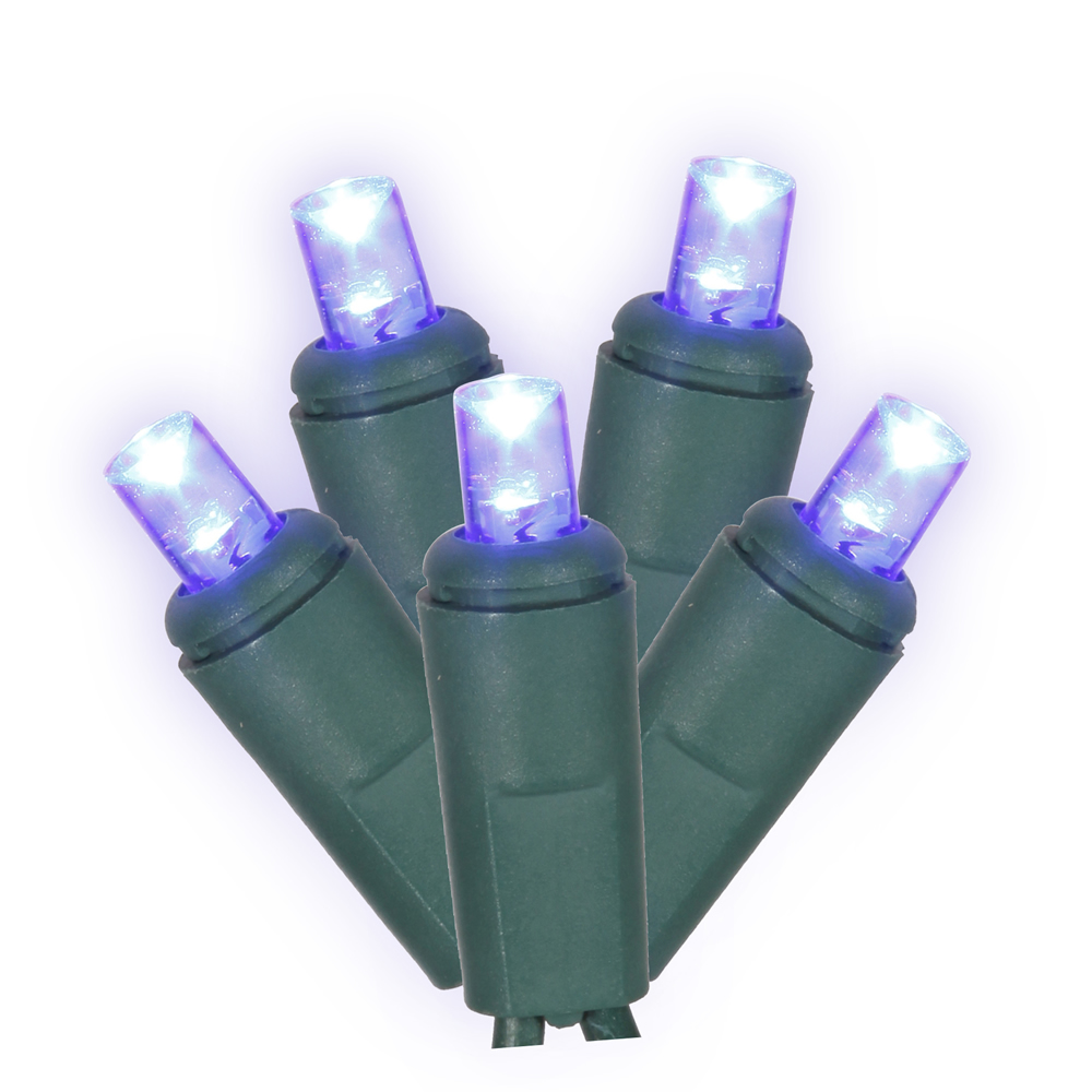 50 Blue Twinkle Wide Angle LED Lights on Green Wire, 25 ft. Christmas Light Set with 6 in. Spacing