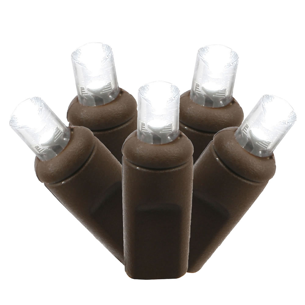 100 Pure White Wide Angle LED Lights on Brown Wire, 50 ft. Christmas Light Set with 6 in. Spacing