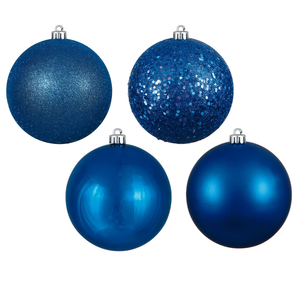 6 in. Blue Ball Christmas Ornament - 4 Per Bag