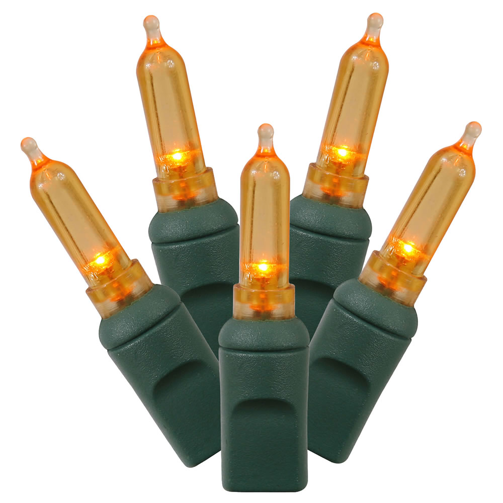 100 Orange Italian LED Lights on Green Wire, 34 ft. Christmas Light Set