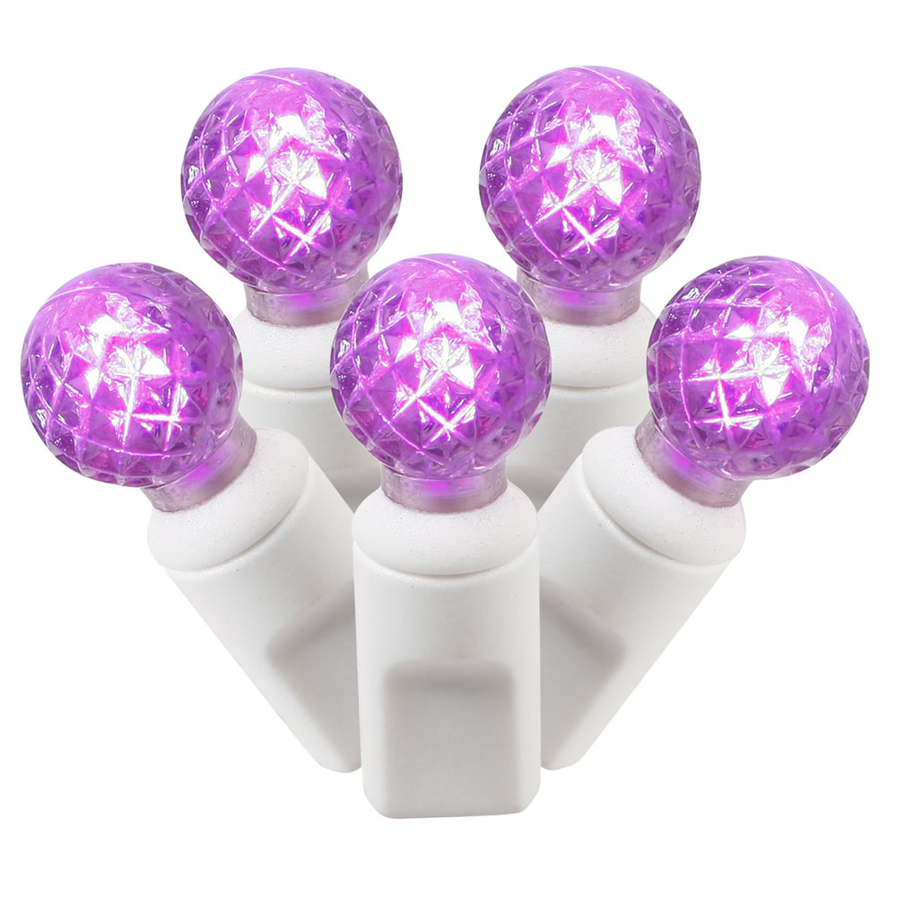 100 Purple G12 LED Lights on White Wire, 34 ft. Christmas Light Set with 4 in. Spacing