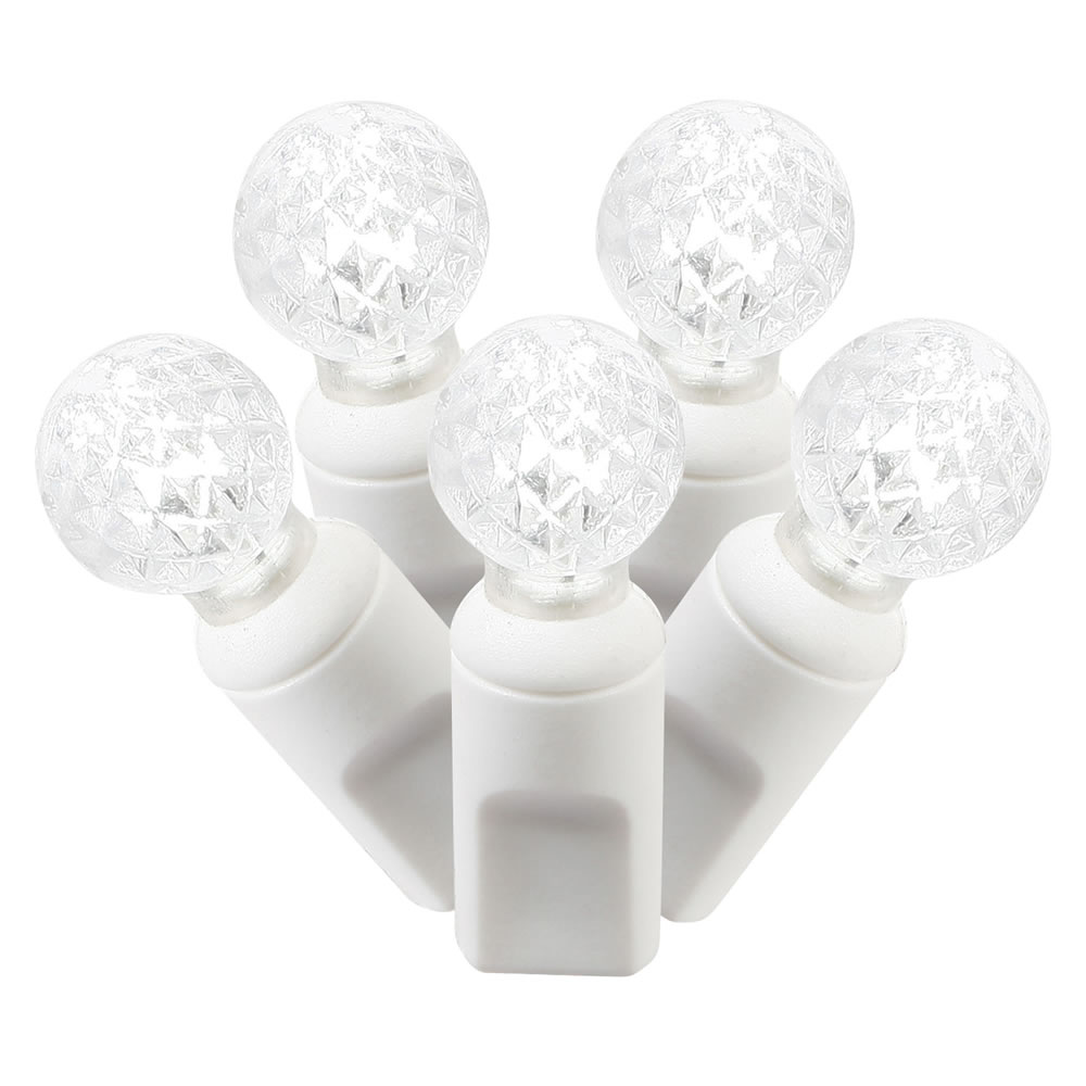 100 Pure White G12 LED Lights on White Wire - 34 ft. Christmas Light Set with 4 in. Spacing