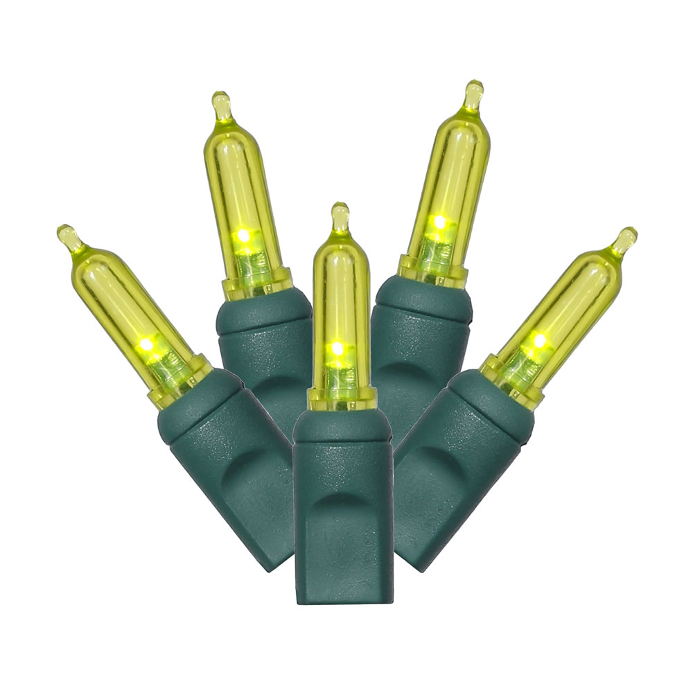 50 Lime Italian LED Lights on Green Wire, 25 ft. Christmas Light Set with 6 in. Spacing