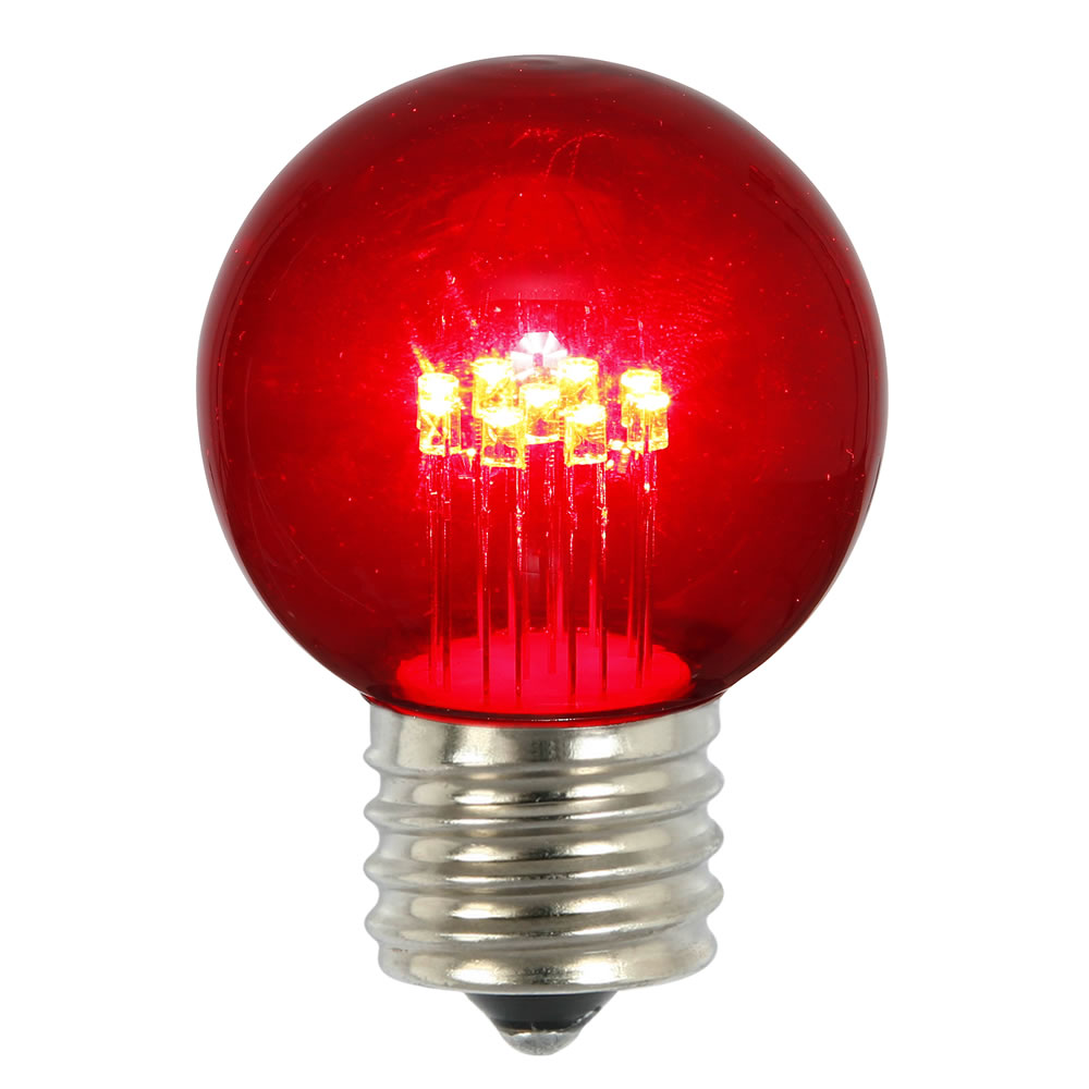 Picture of Vickerman XLED2653 0.9W Red Glass G50 Transparent LED Replacement Bulb - 5 Per Box