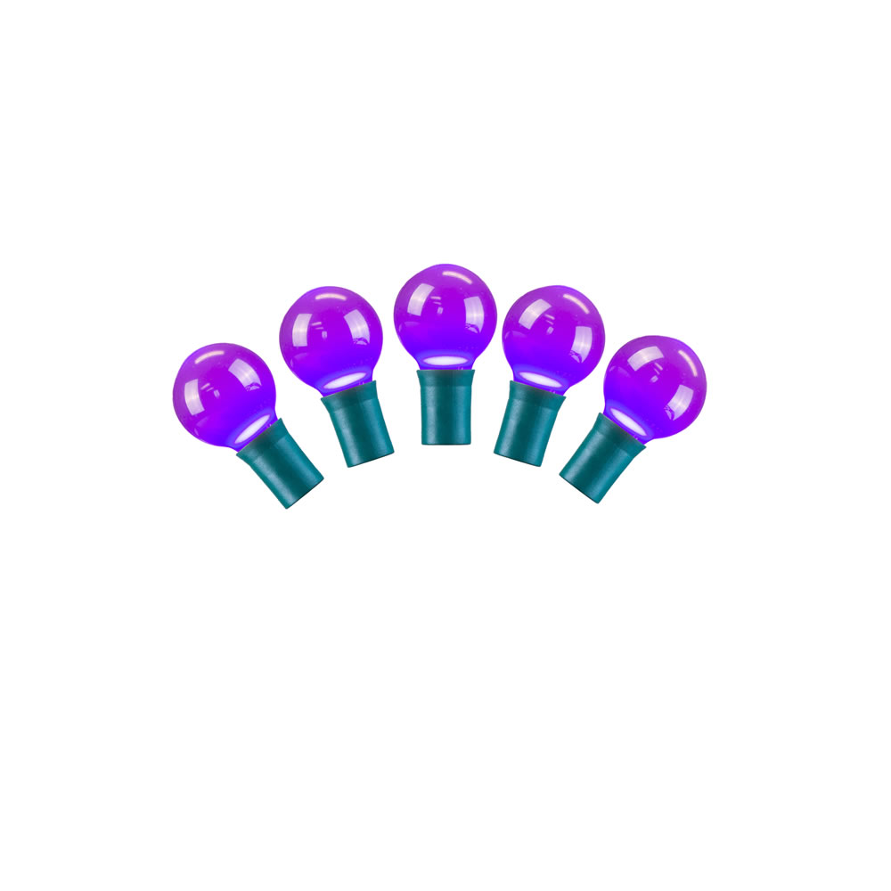 25 Purple G30 LED Lights on Green Wire, 16 ft. Christmas Light Set with 8 in. Spacing
