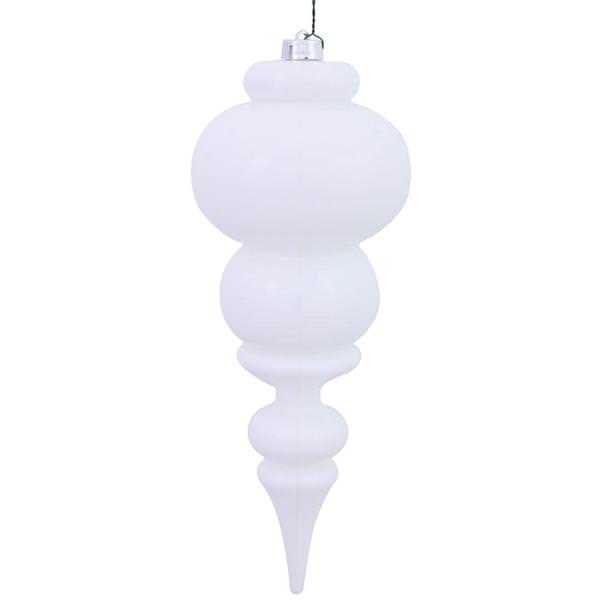 14 in. White Shiny Finial UV Drilled Ornament