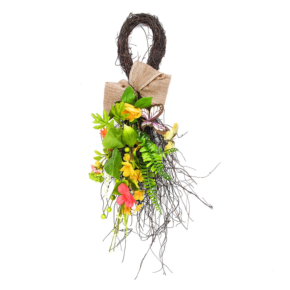 28 in. Yellow Mixed Floral Teardrop