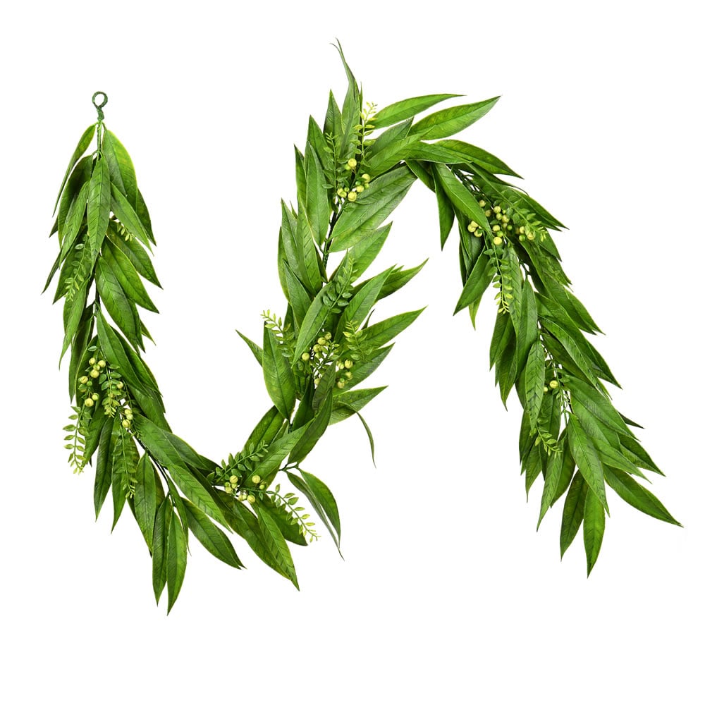 6 ft. Green Willow White Berries Garland