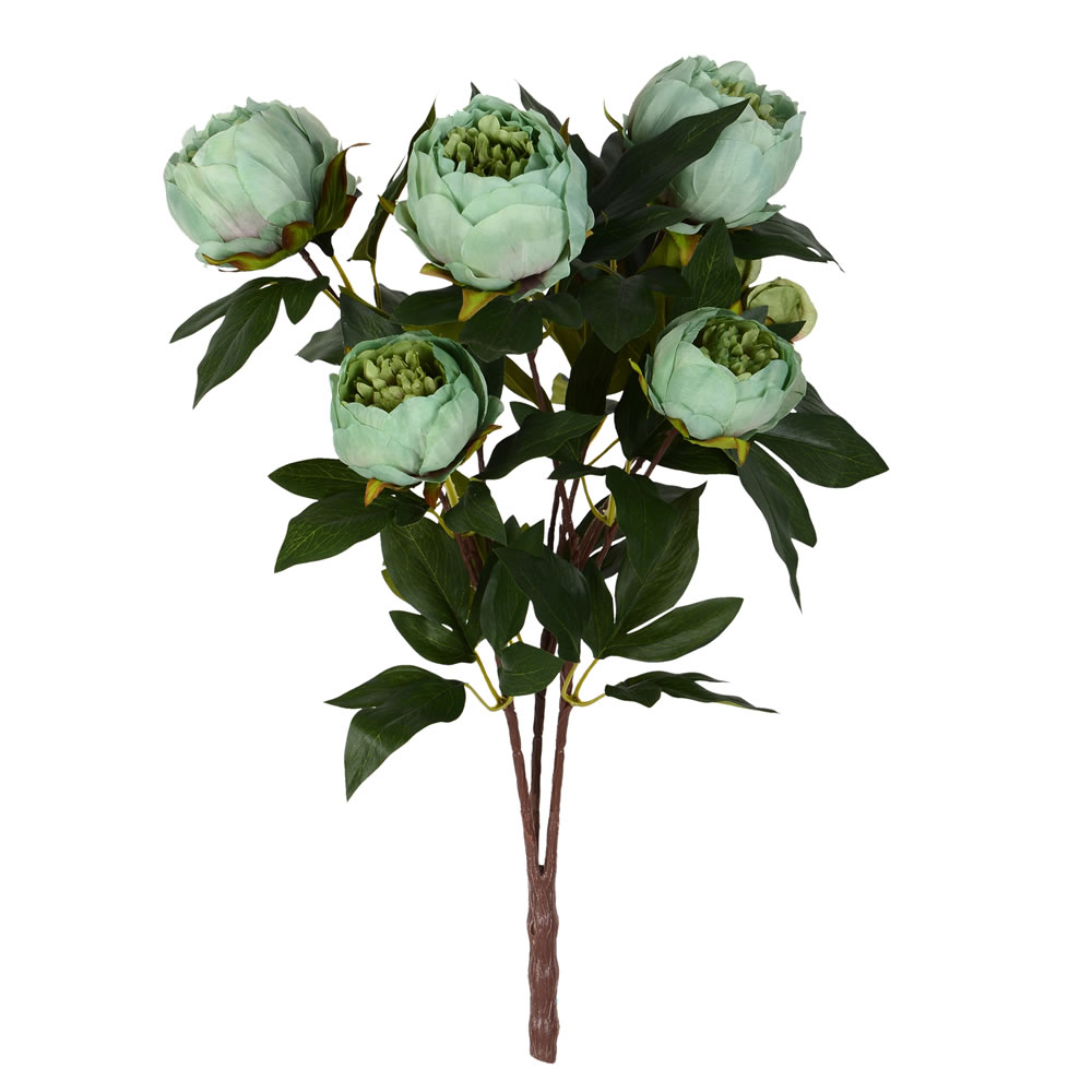 23 in. Green Peony Bush with 6 Flowers