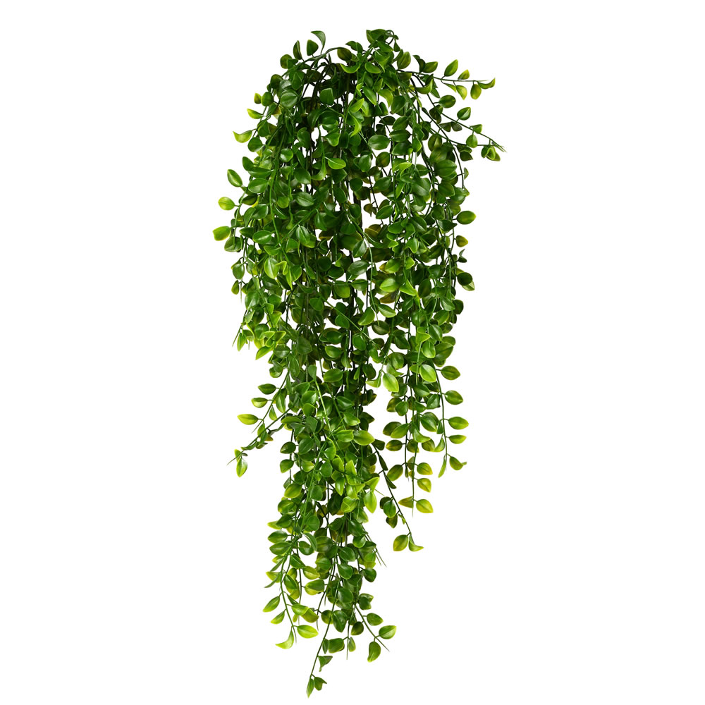 31 in. Green Mini Leaf Hanging Bush