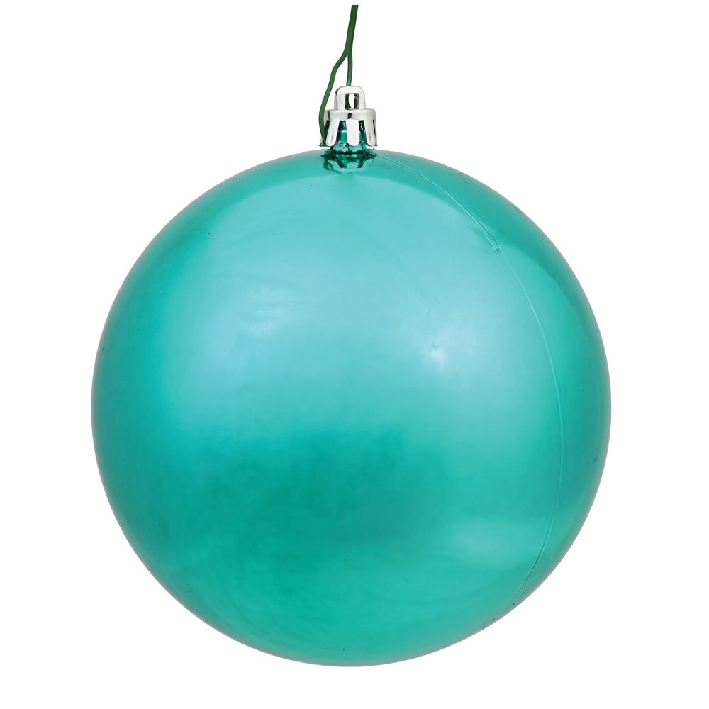 N596844S 3 in. Seafoam Green Blue Shiny Ball Ornament  32 per Box