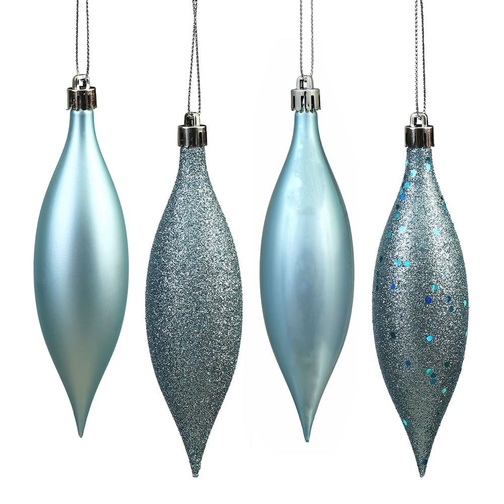 5.5 in. Baby Blue Drop 4 Finish Assorted Ornament  8 per Box