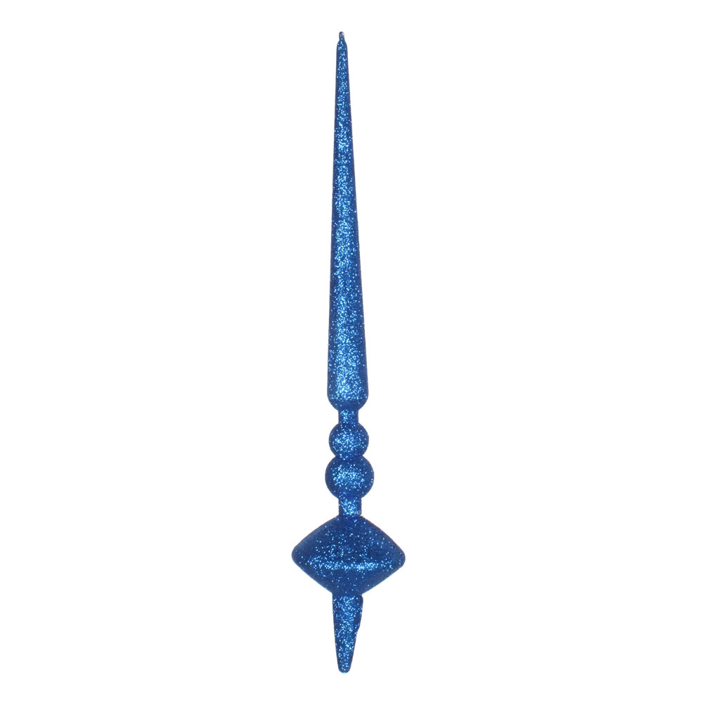 M183302G 12 in. Blue Glitter Cupola Finial Ornament  3 per Bag
