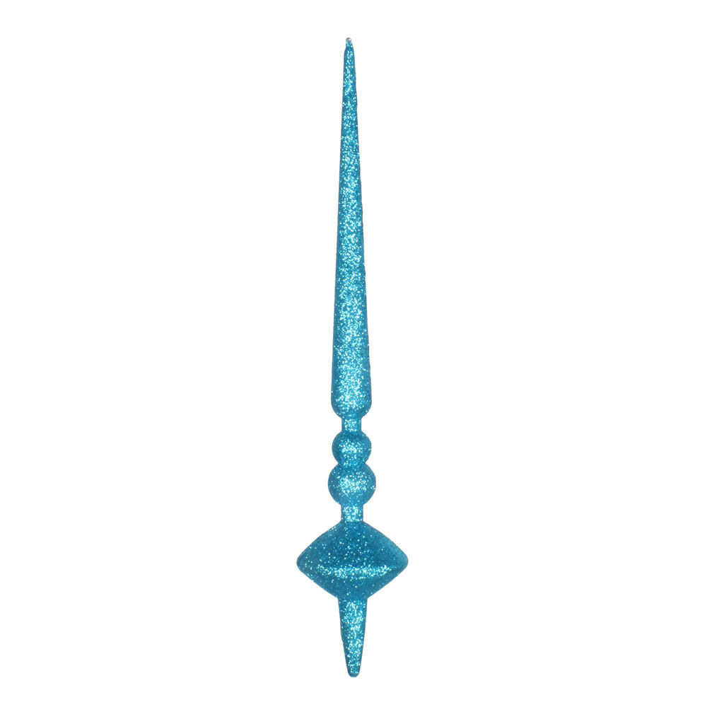 12 in. Turquoise Glitter Cupola Finial Ornament  3 per Bag