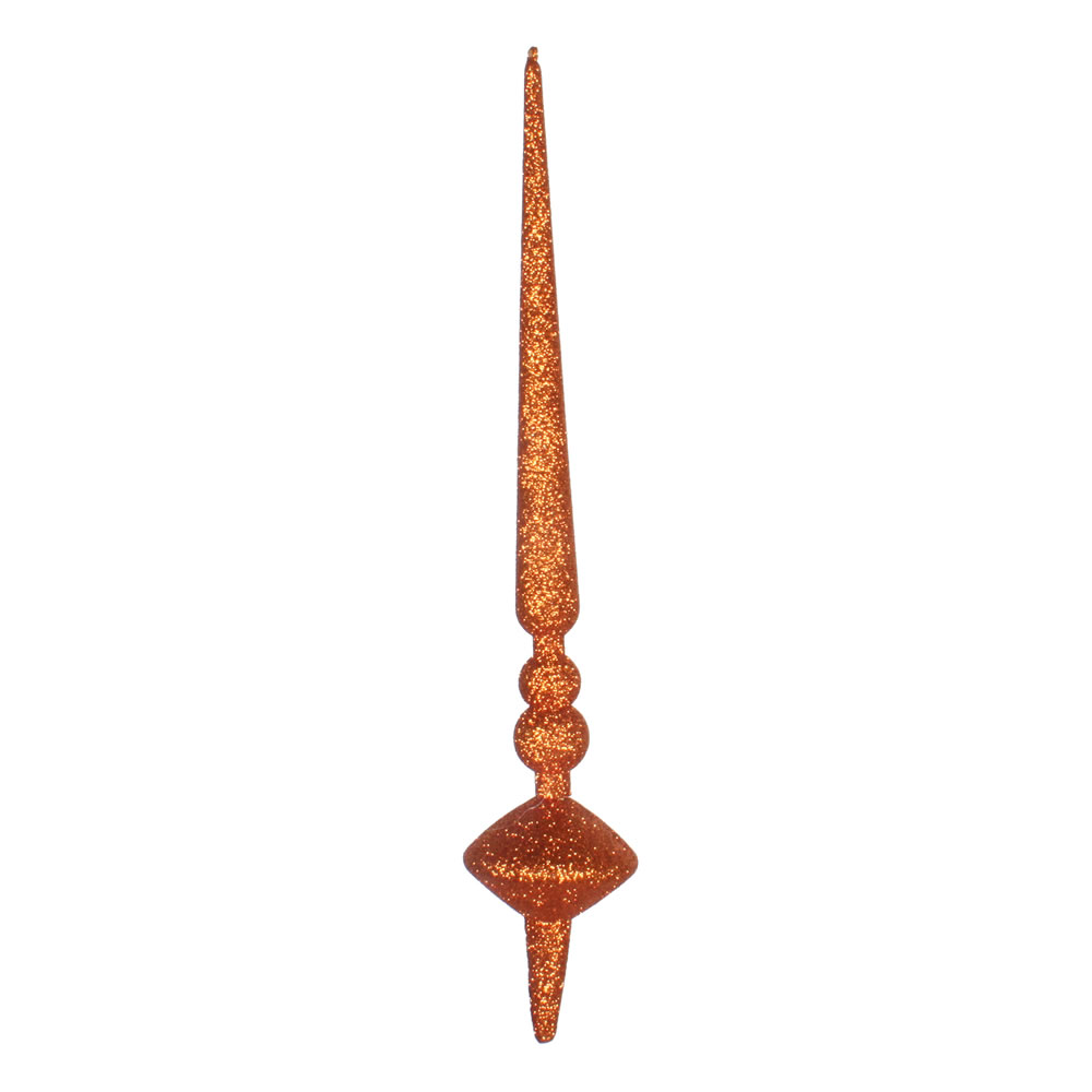 12 in. Burnish Orange Glitter Cupola Finial Ornament