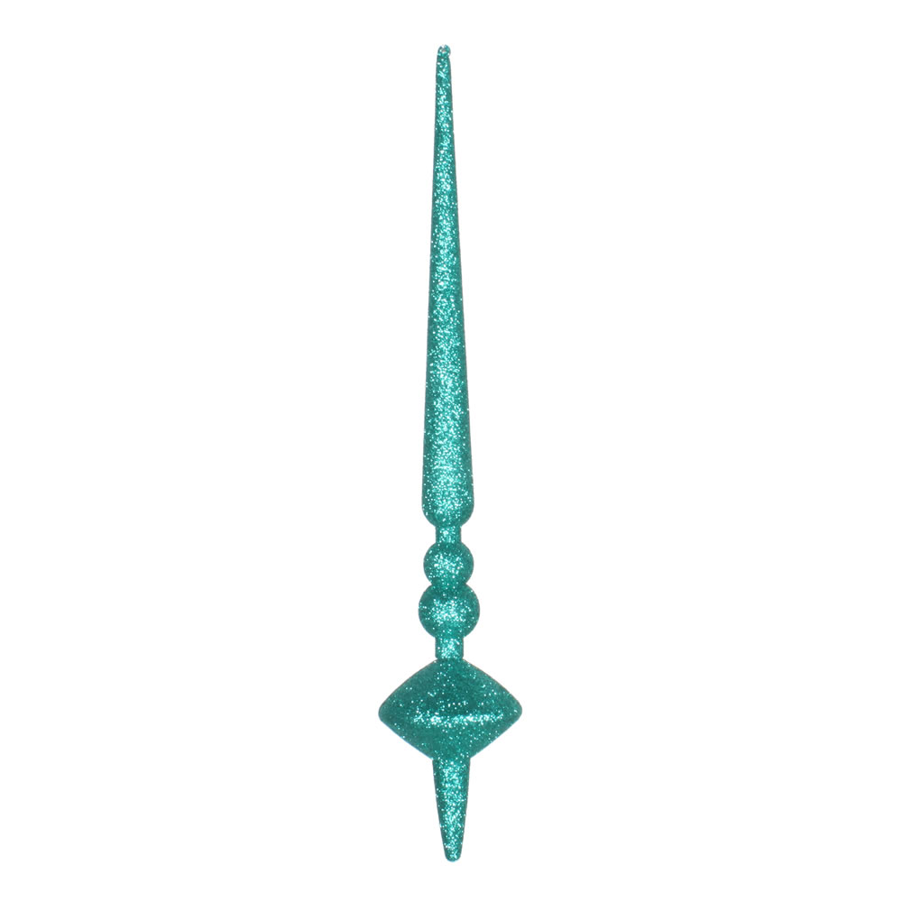 12 in. Teal Glitter Cupola Finial Ornament  3 per Bag