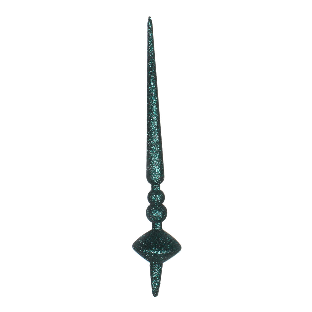12 in. Sea Blue Glitter Cupola Finial Ornament  3 per Bag