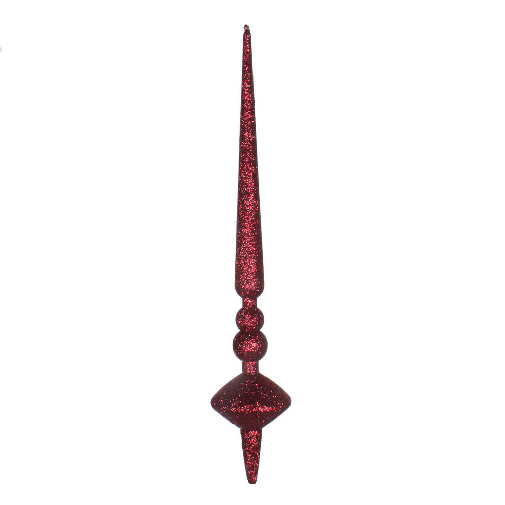 12 in. Burgundy Glitter Cupola Finial Ornament  3 per Bag