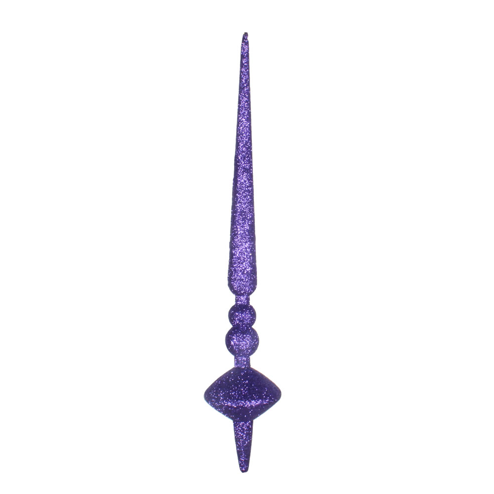 12 in. Purple Glitter Cupola Finial Ornament  3 per Bag