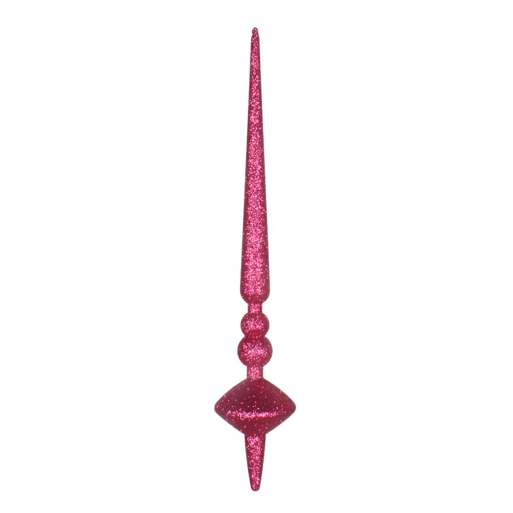 12 in. Fuchsia Glitter Cupola Finial Ornament  3 per Bag
