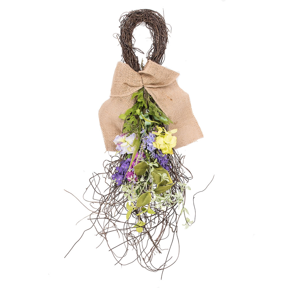 28 in. Artificial Mixed Floral Tear Drop with Purple & Green Flowers