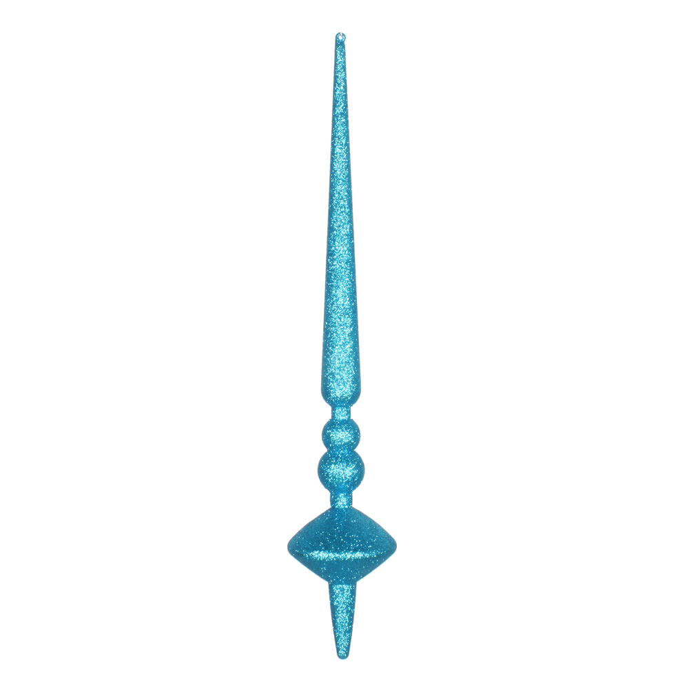 18 in. Turquoise Glitter Cupola Finial Ornament  2 per Bag