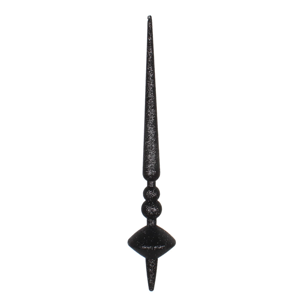 18 in. Black Glitter Cupola Finial Ornament  2 per Bag
