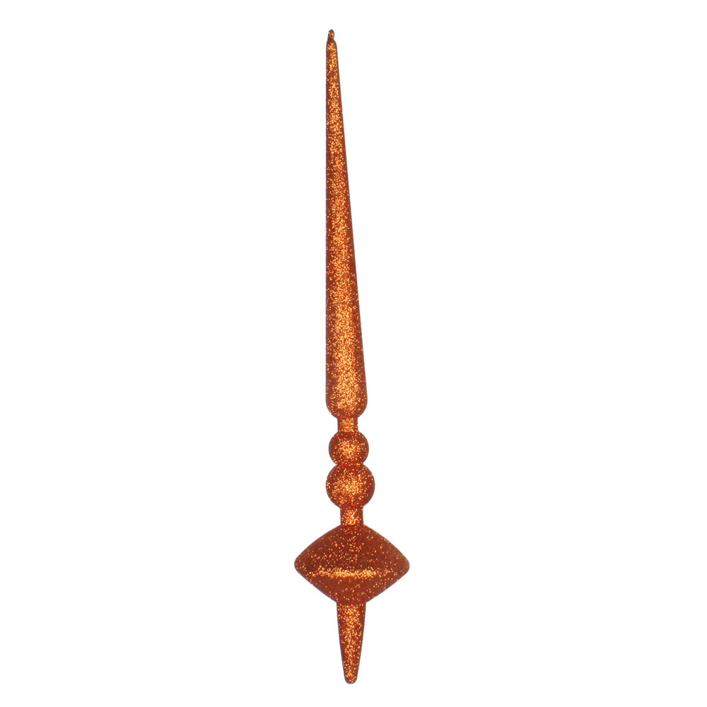 18 in. Burnish Orange Glitter Cupola Finial Ornament  2 per Bag