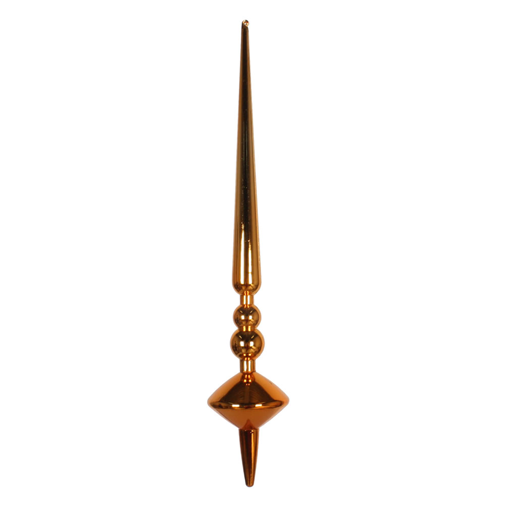 18 in. Burnish Orange Shiny Cupola Finial Ornament  2 per Bag