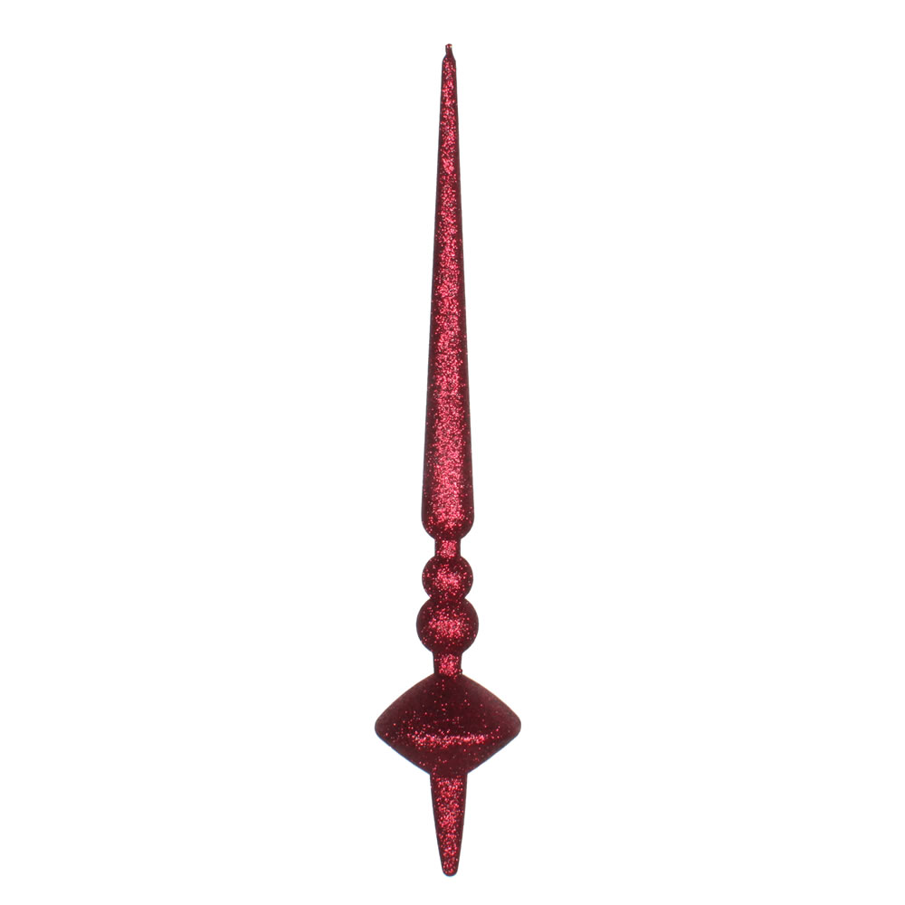 18 in. Wine Glitter Cupola Finial Ornament  2 per Bag
