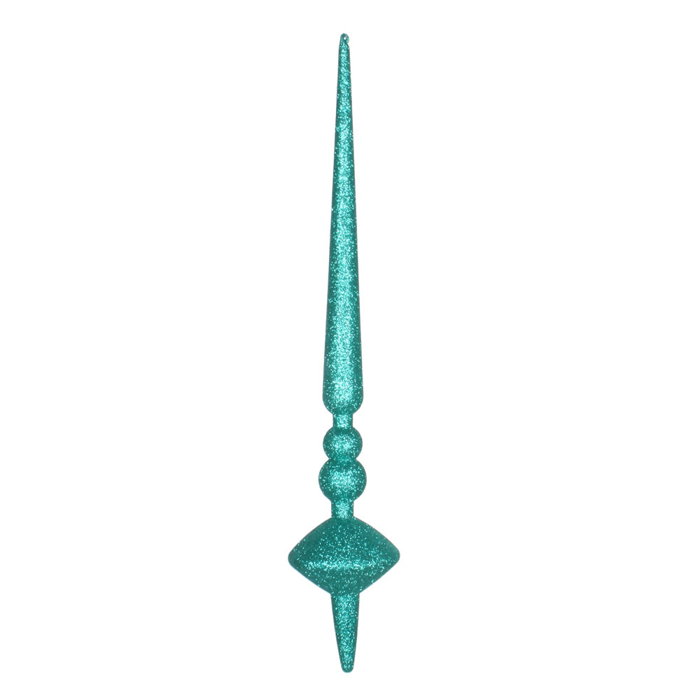 18 in. Teal Glitter Cupola Finial Ornament  2 per Bag