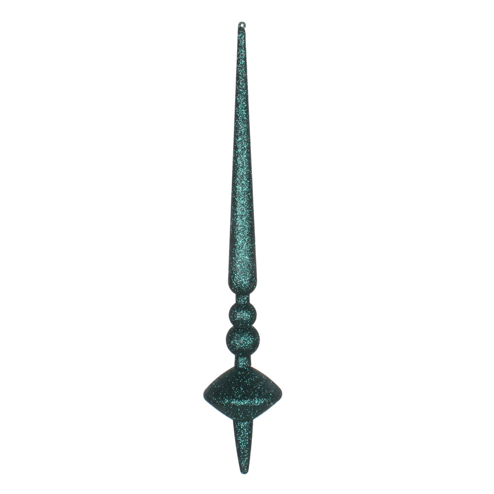 18 in. Sea Blue Glitter Cupola Finial Ornament  2 per Bag