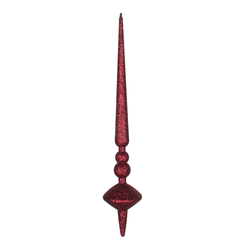 18 in. Burgundy Glitter Cupola Finial Ornament  2 per Bag