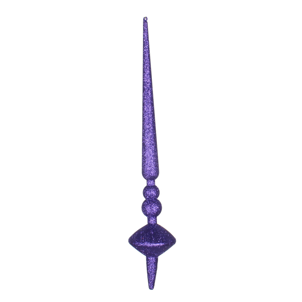 18 in. Purple Glitter Cupola Finial Ornament  2 per Bag