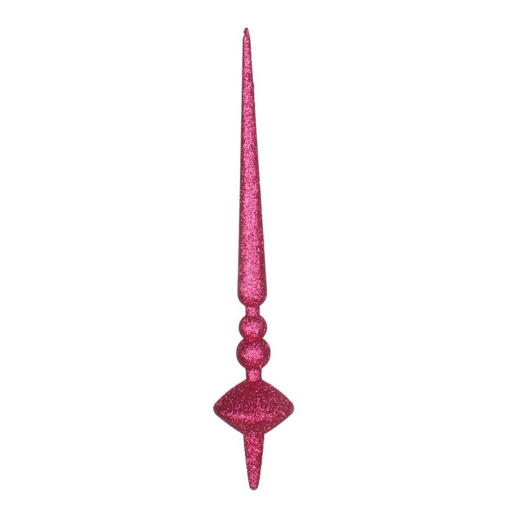 18 in. Fuchsia Glitter Cupola Finial Ornament  2 per Bag