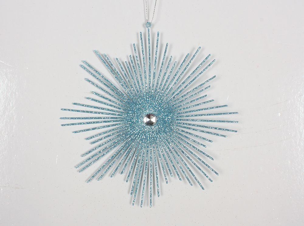 6.5 in. Baby Blue Glitter Snowflake Burst Christmas Ornament  6 per Bag