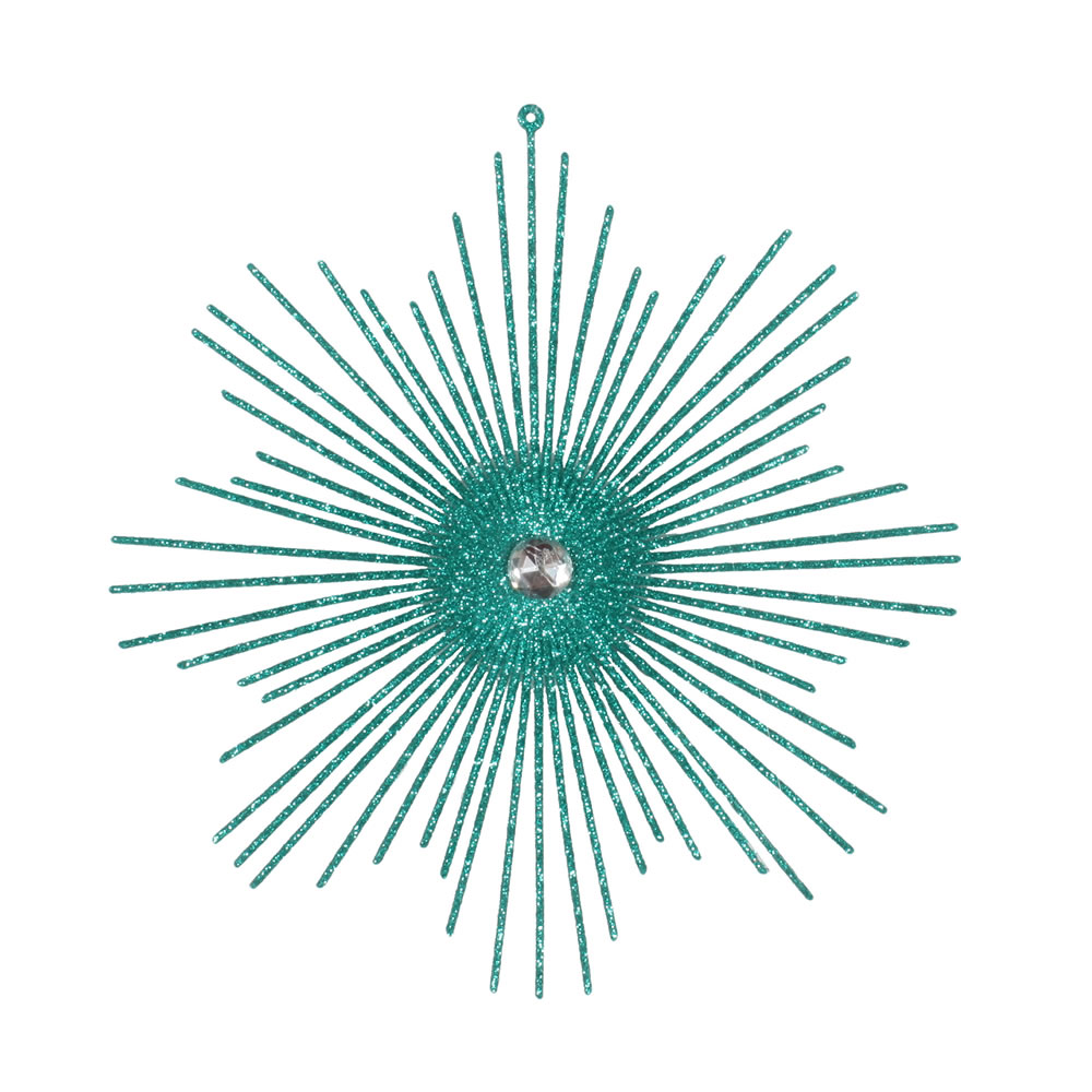 M184542 6.5 in. Teal Glitter Snowflake Burst Christmas Ornament  6 per Bag