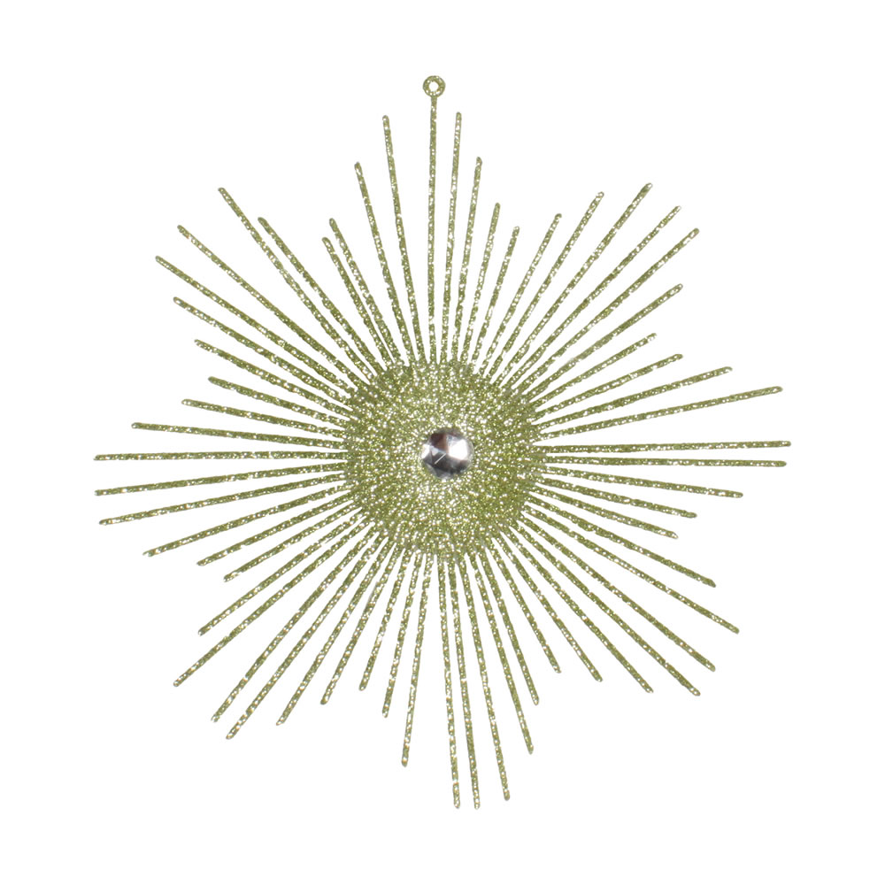 6.5 in. Celadon Glitter Snowflake Burst Christmas Ornament  6 per Bag