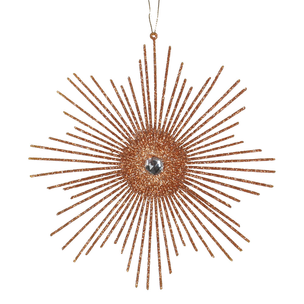 6.5 in. Rose Gold Glitter Snowflake Burst Christmas Ornament  6 per Bag