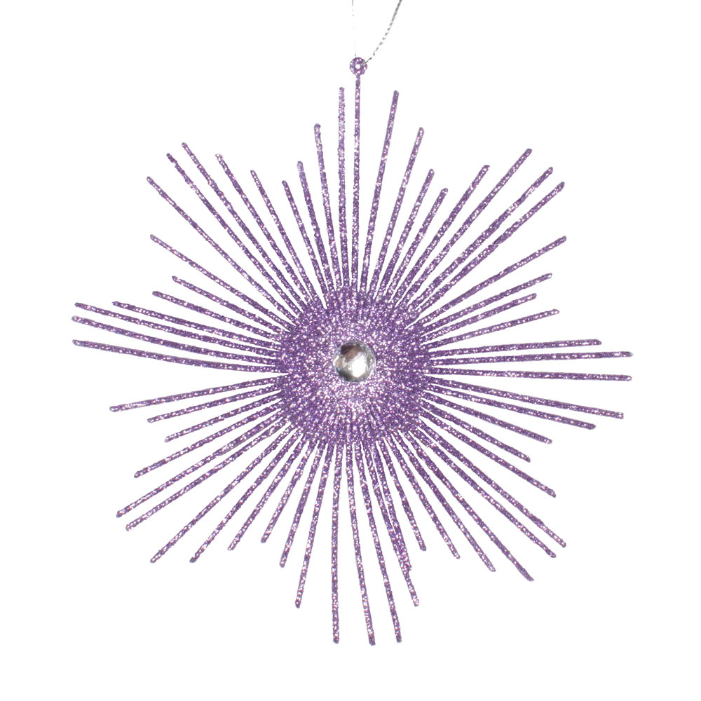 6.5 in. Lavender Glitter Snowflake Burst Christmas Ornament  6 per Bag