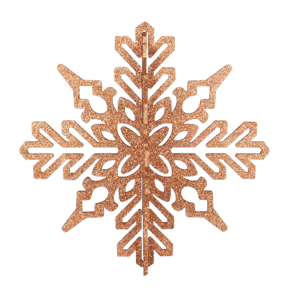 M187558 14 in. Rose Gold 3D Glitter Snowflake  2 per Bag