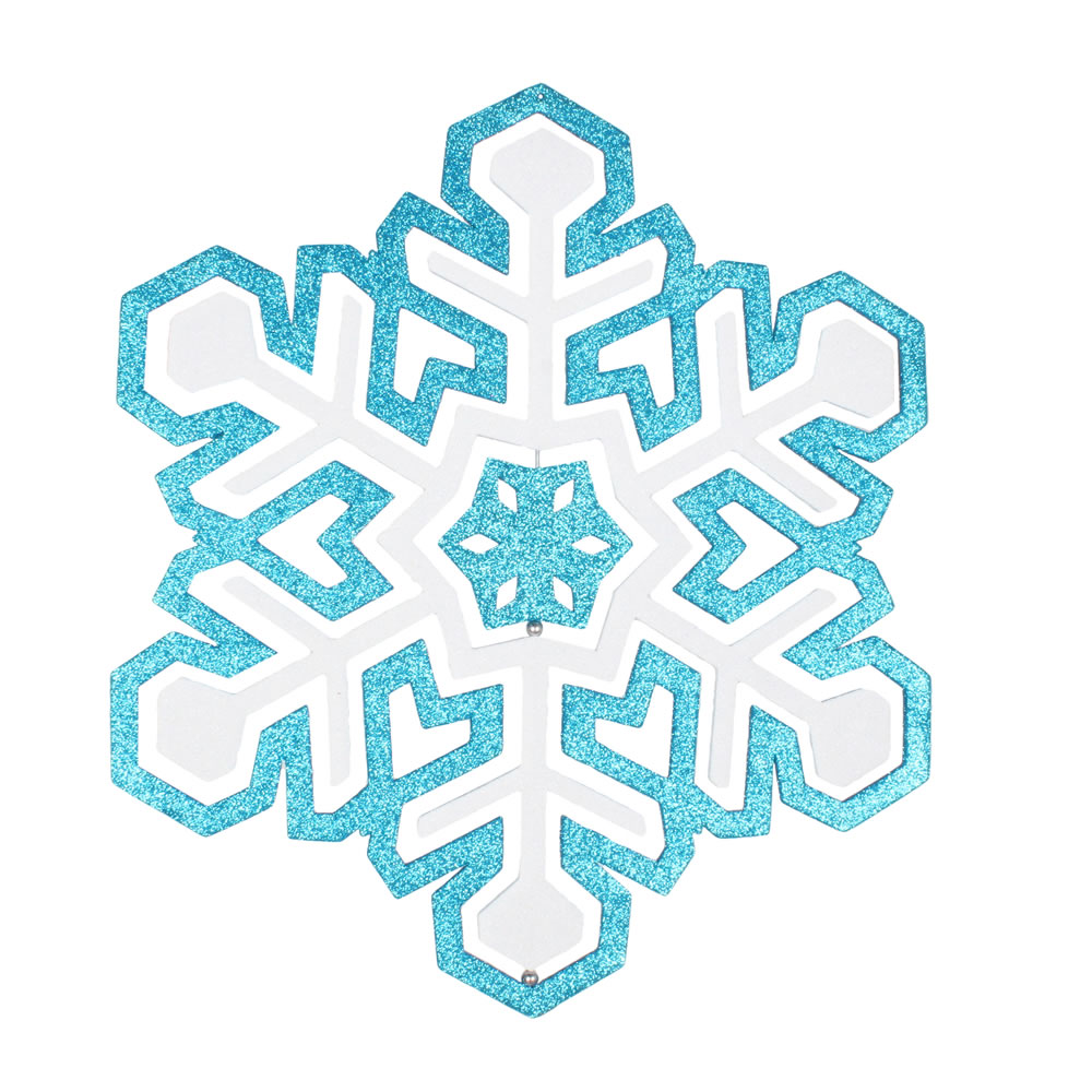 17 in. Turquiose & White 3D Foam Glitter Snowflake Ornament