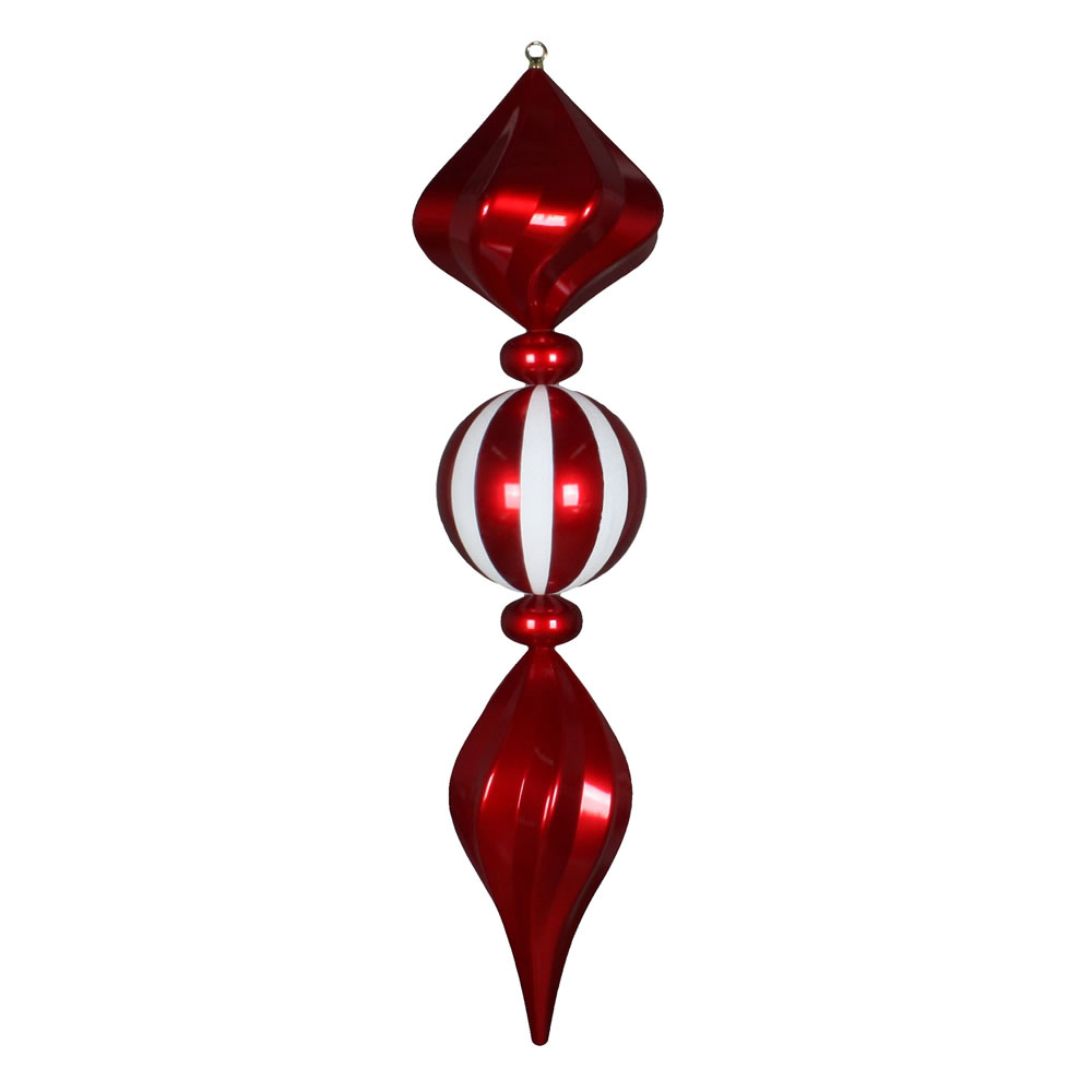 39 in. Red Swirl Finial & White Glitter Final Ornament