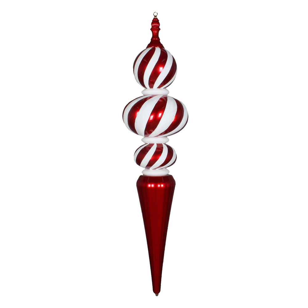 51 in. Jumbo Red & White Finial Stripe Ornament