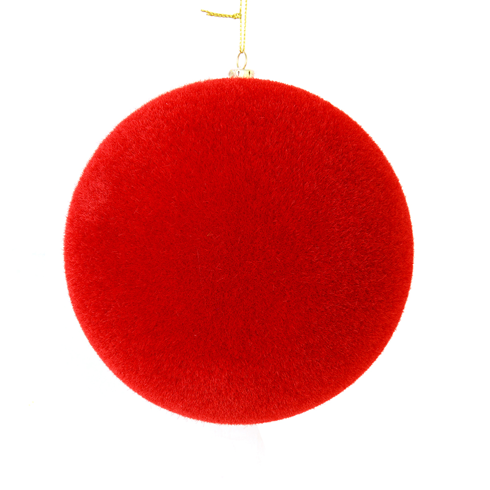 8 in. Red Flocked Ball Ornament