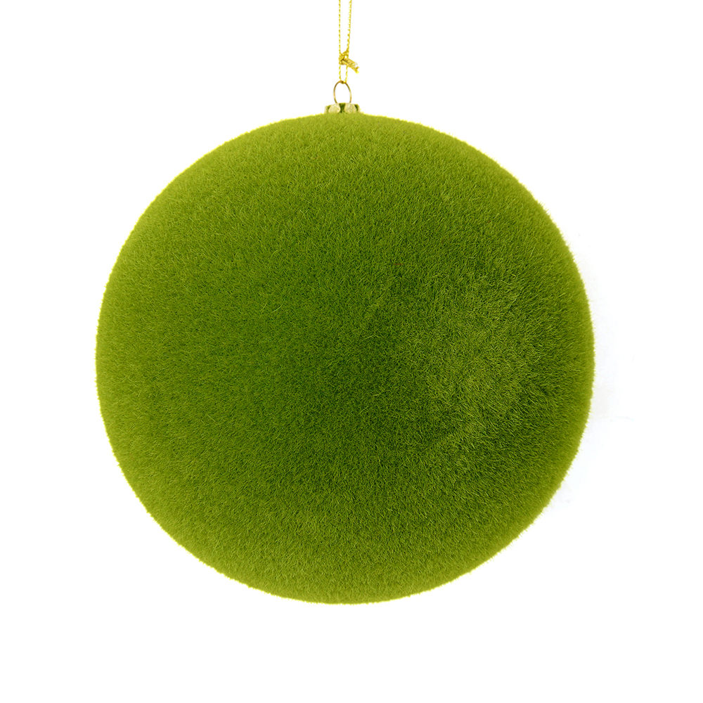 8 in. Moss Green Flocked Ball Ornament