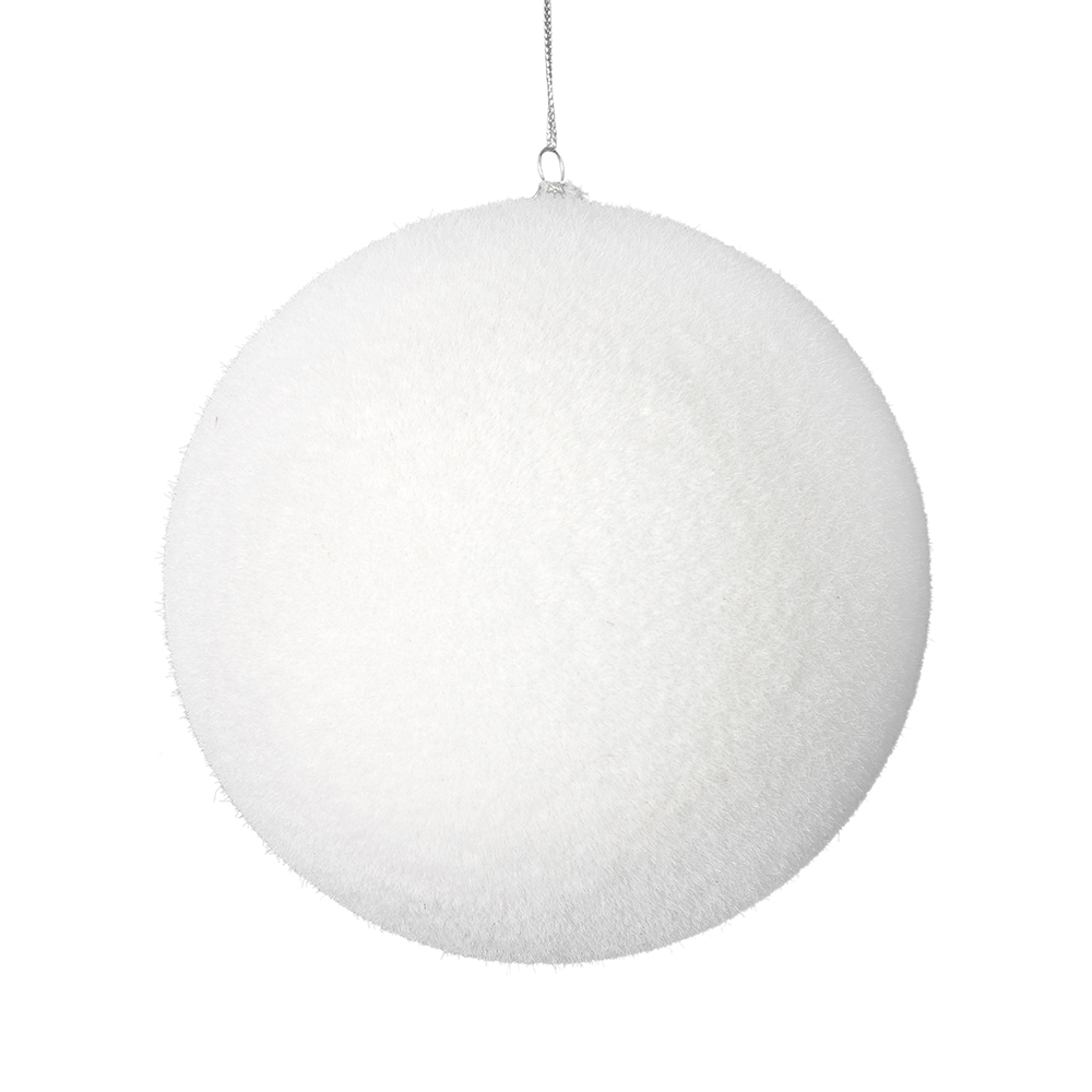 10 in. White Flocked Ball Ornament