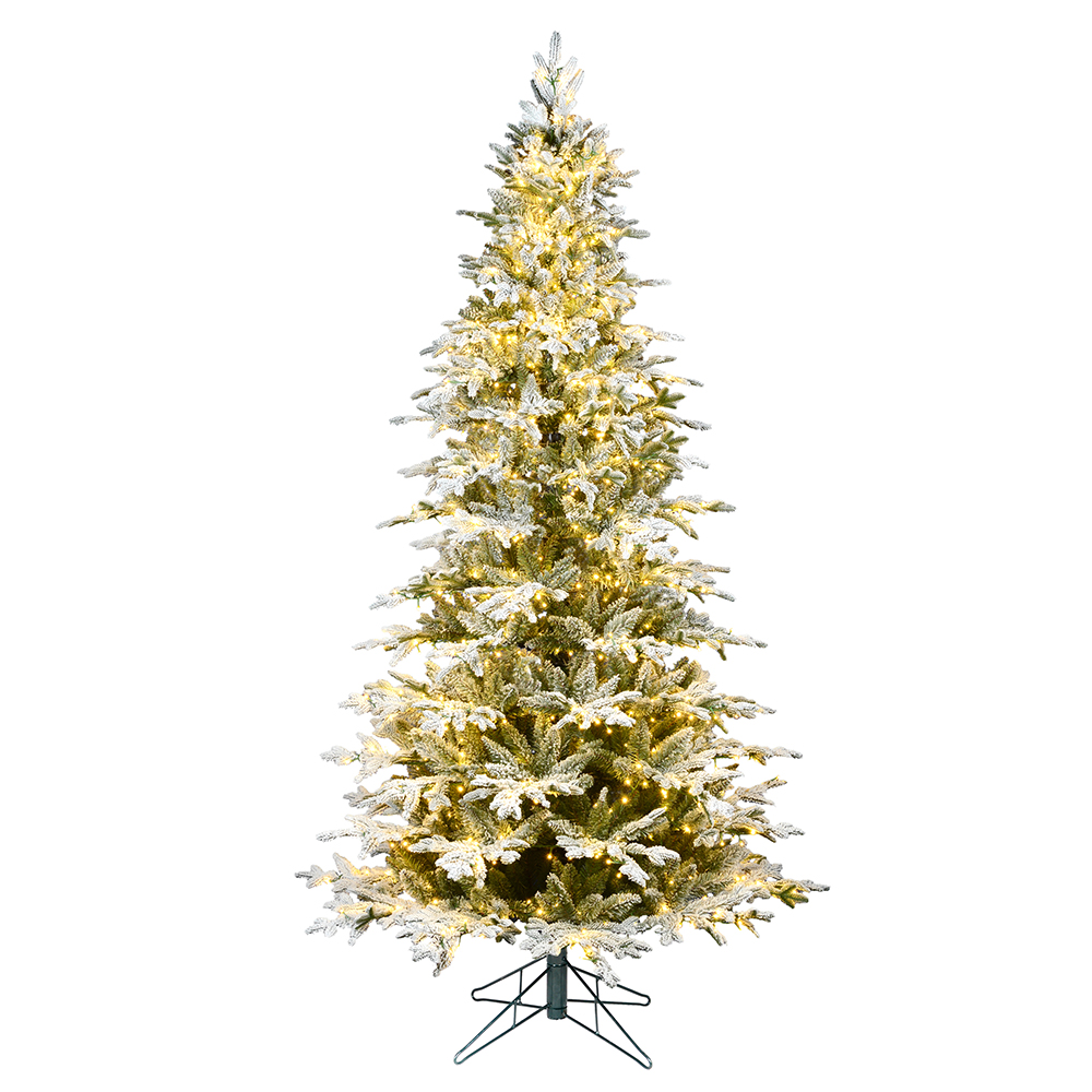 K185096LED 15 ft. x 88 in. Flocked Kamas Fraser Artificial Christmas Tree with 1250 Warm White Dura-Lit LED Light & 10674 Tip Count